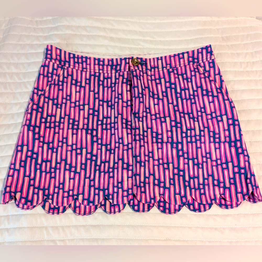 Lilly Pulitzer Skirt Shorts Skort Zip Up Pink/blue w/pockets sz 4